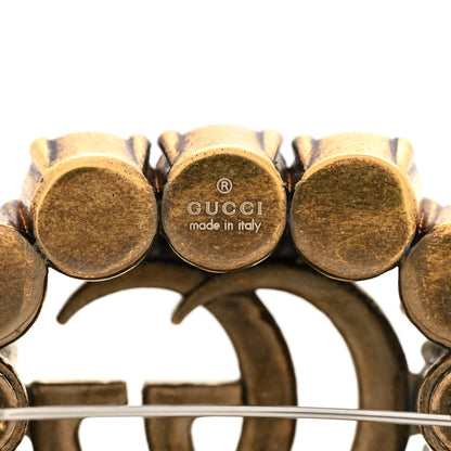 Gucci Metal Crystal Double G Brooch Aged Gold 4 of 5