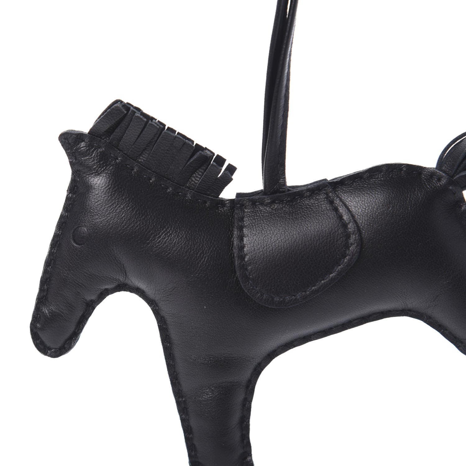 Hermes Milo Lambskin Grigri Rodeo Horse Bag Charm MM So Black 3 of 4