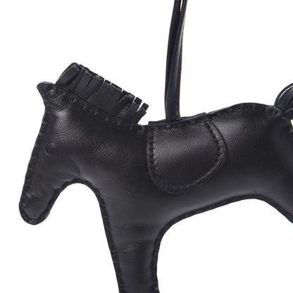 Hermes Milo Lambskin Grigri Rodeo Horse Bag Charm MM So Black 3 of 4
