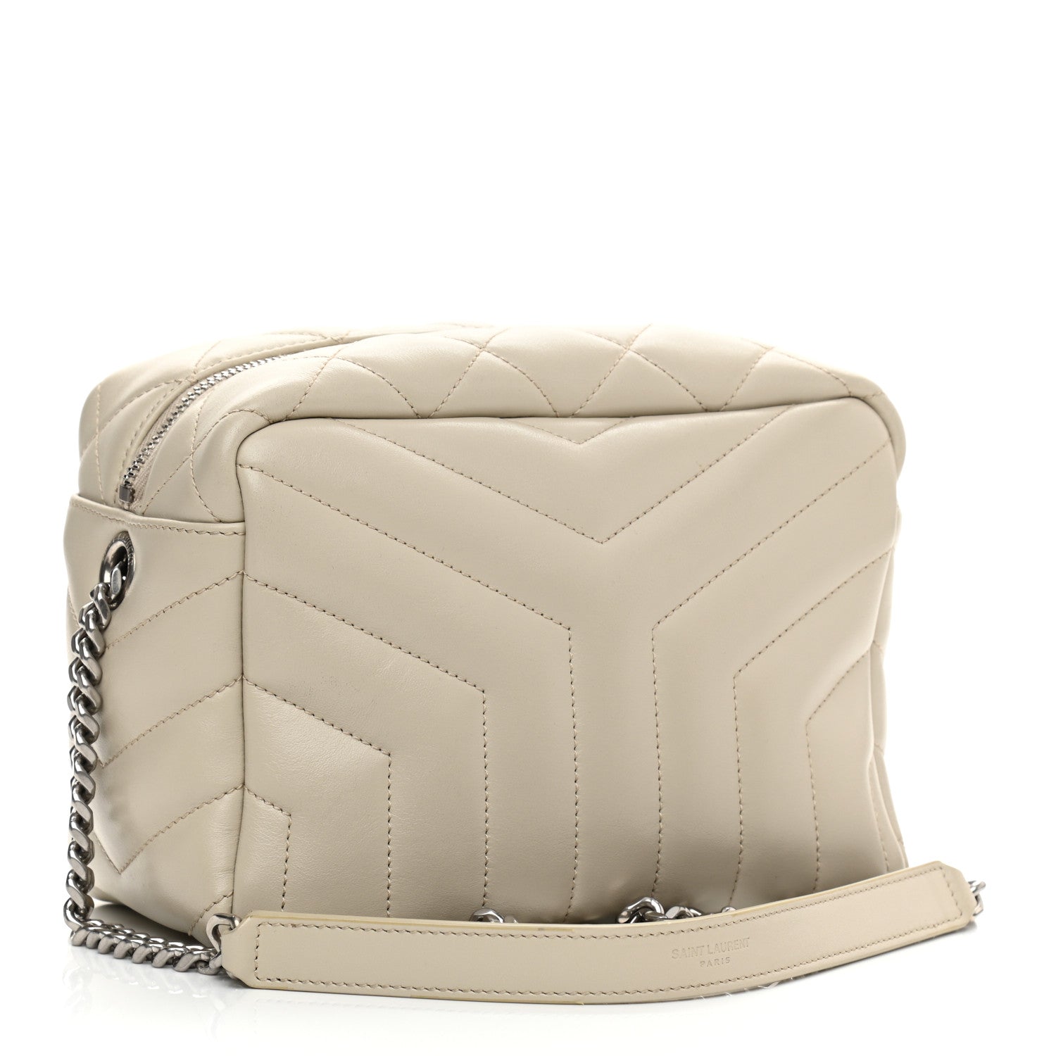 Saint Laurent Calfskin Y Quilted Monogram Small Loulou Bowling Bag Ivory 2 of 8