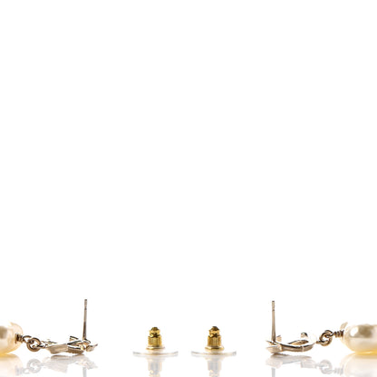 Chanel Pearl CC Double Heart Drop Earrings Gold 3 of 4