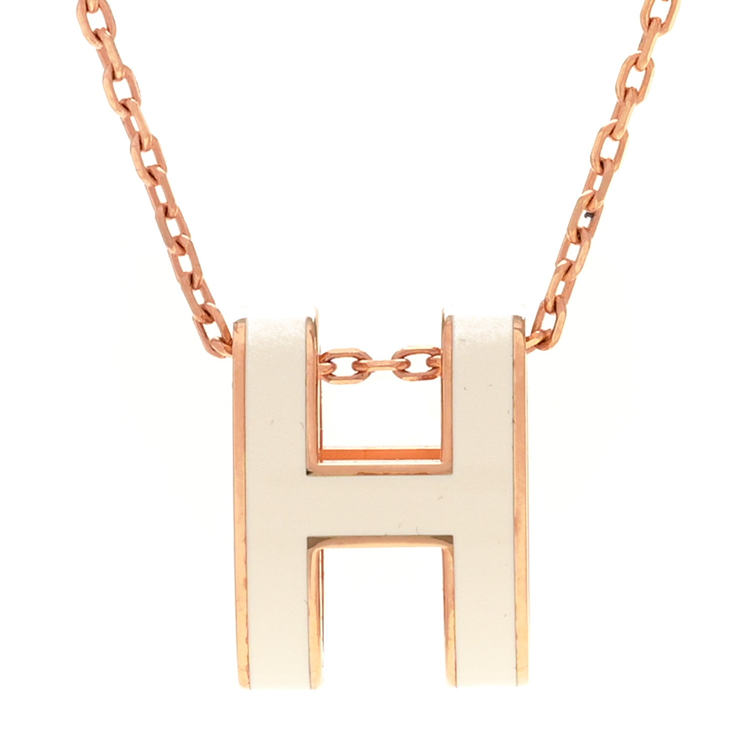 Hermes Lacquered Rose Gold Pop H Pendant Necklace White 4 of 8