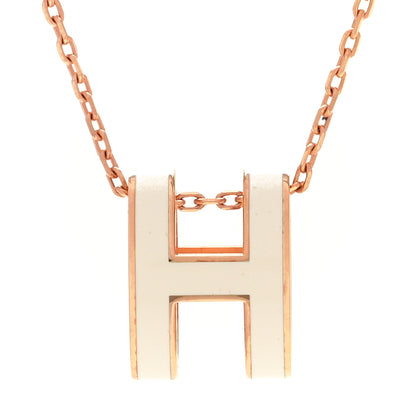 Hermes Lacquered Rose Gold Pop H Pendant Necklace White 4 of 8