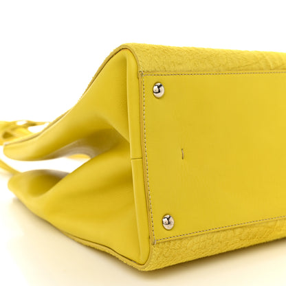 Fendi Vitello Calf Hair Crocodile Embossed Large 3Jours Tote Sunflower Cedro 10 of 11