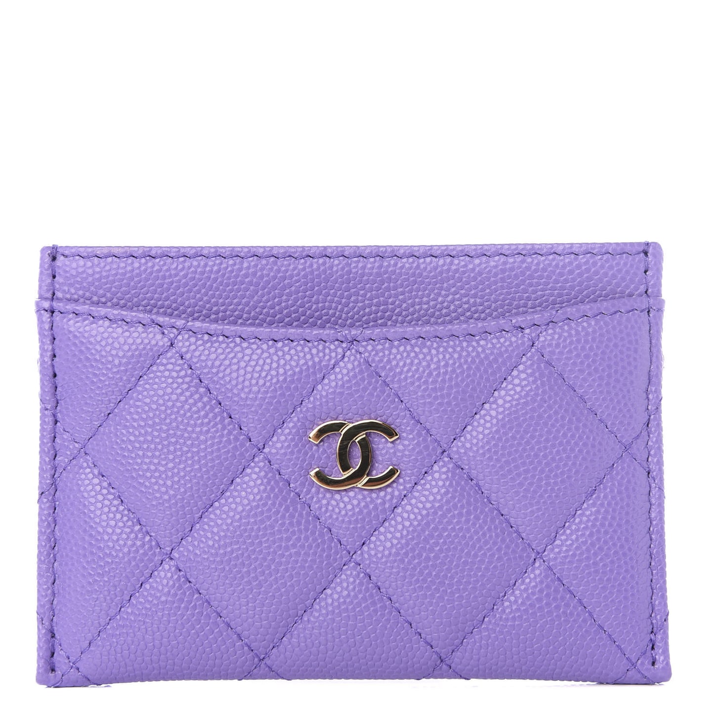 Caviar Quilted Card Holder Purple
