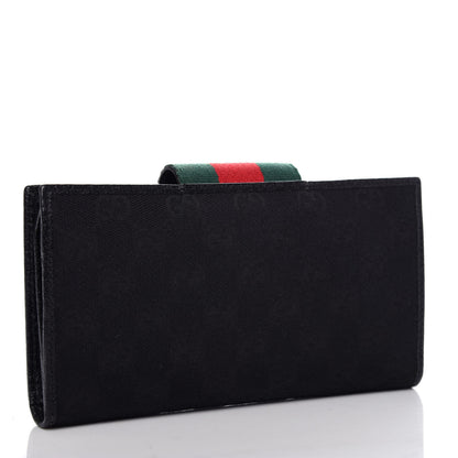 Gucci Monogram Calfskin Ladies Web Long Wallet Black 3 of 7