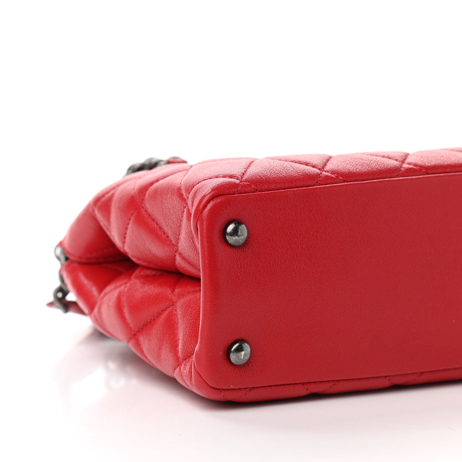 Chanel Shiny Sheepskin Quilted Small Shopping Tote Red 9 of 10