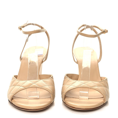 Chanel Lambskin Quilted Wedge Sandals 39.5 Beige 2 of 8