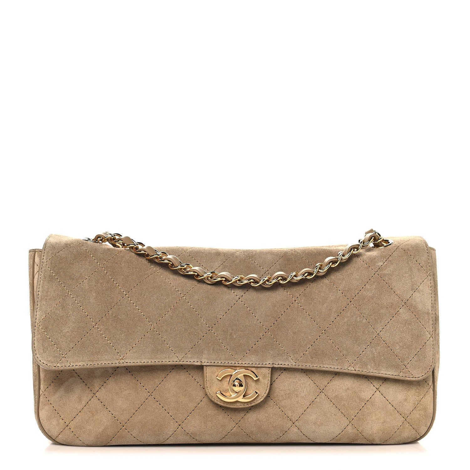 Chanel Suede Calfskin Small Souplissimo Maxi Flap Dark Beige 2 of 21