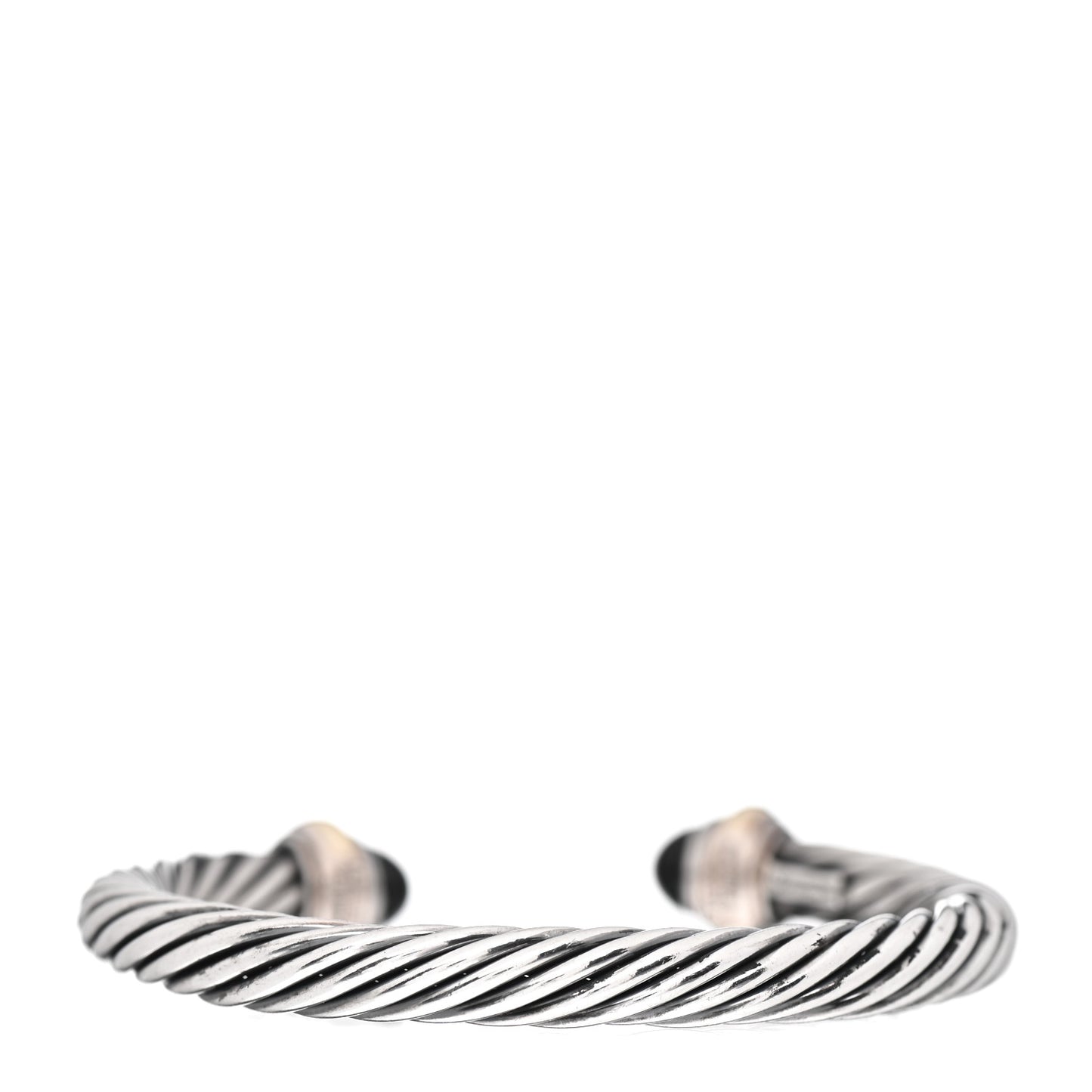 Sterling Silver 14K Yellow Gold Black Onyx 7mm Cable Classics Bracelet