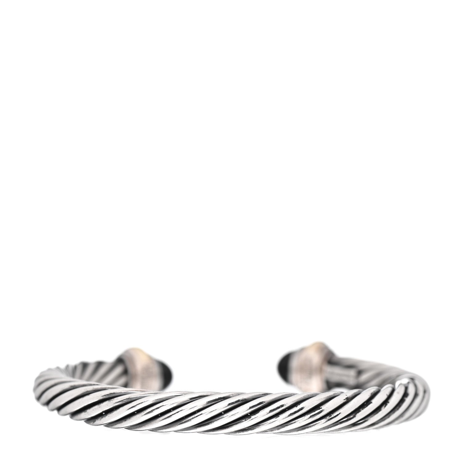 David Yurman Sterling Silver 14K Yellow Gold Black Onyx 7mm Cable Classics Bracelet 3 of 4