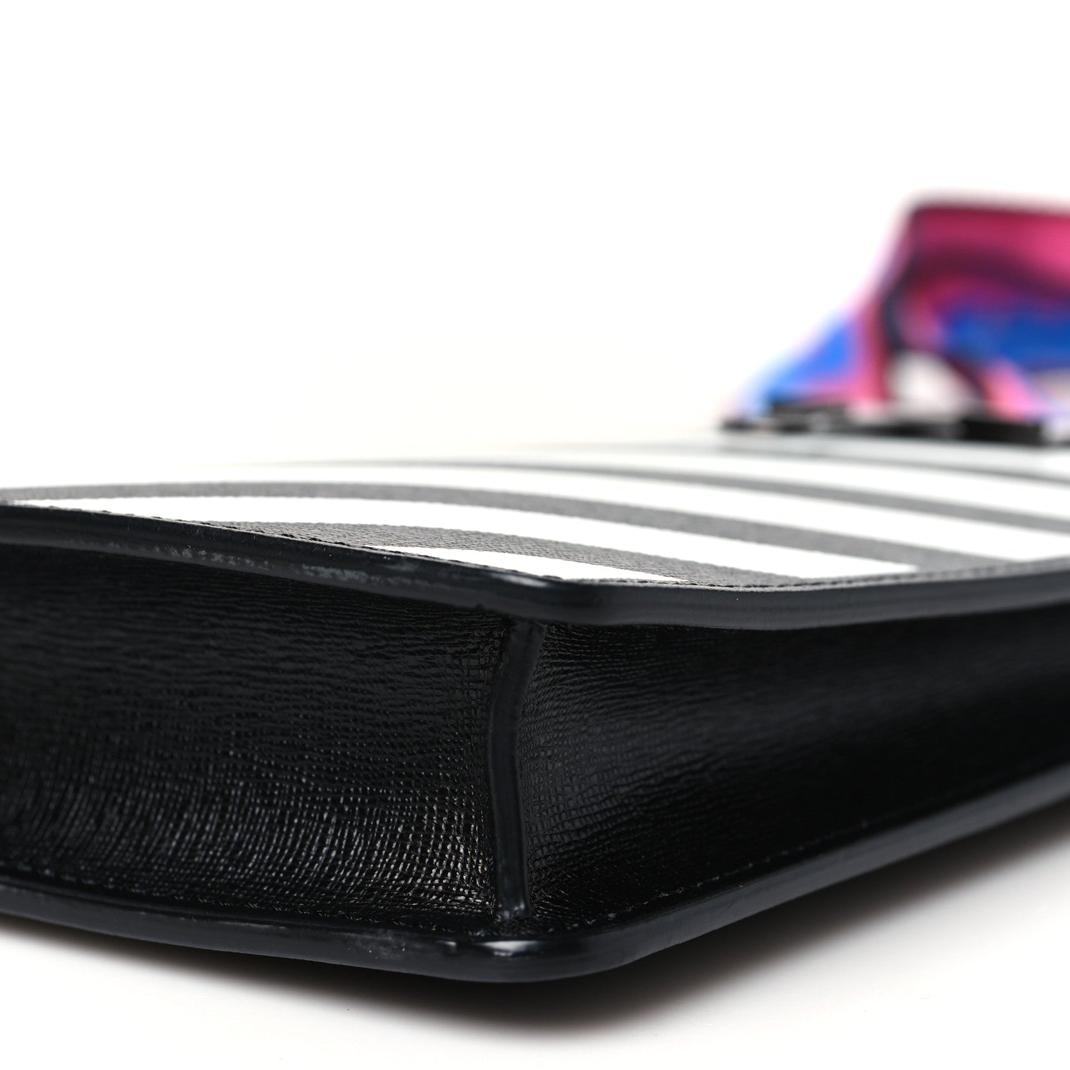 Off-White Saffiano Striped Phone Bag Black White 9 of 9
