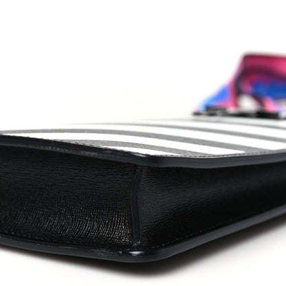 Off-White Saffiano Striped Phone Bag Black White 9 of 9