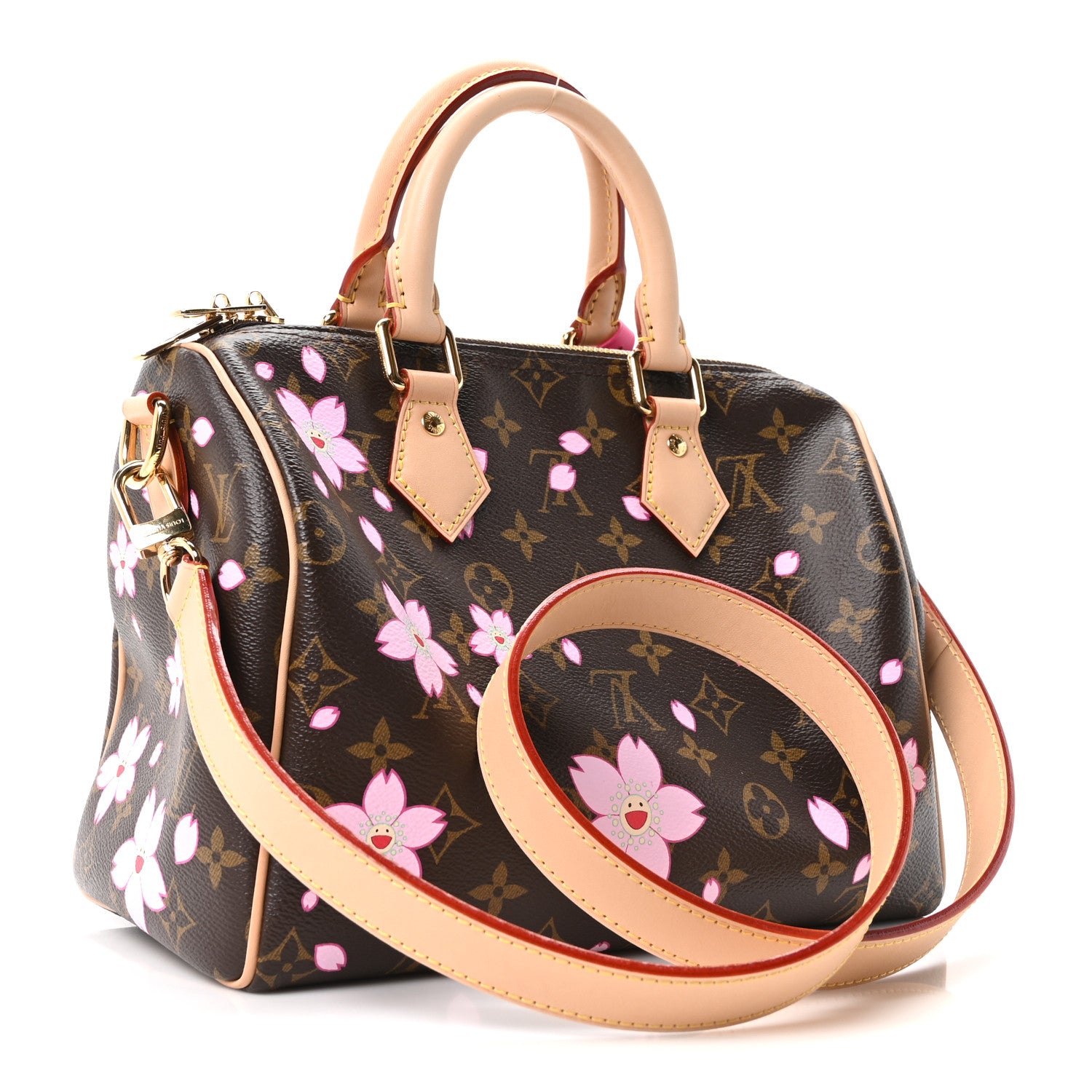 Louis Vuitton LV X TM Monogram Cherry Blossom Speedy Bandouliere 25 Sakura Brown 3 of 9