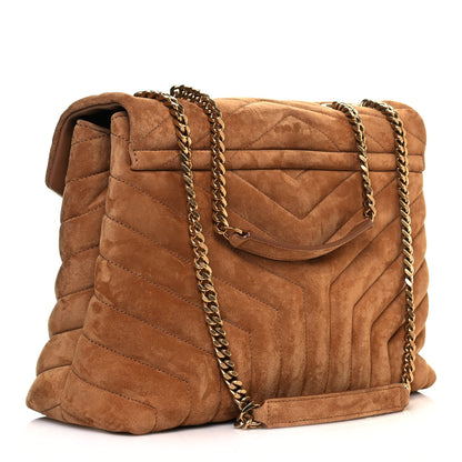 Saint Laurent Suede Y Quilted Monogram Medium Loulou Chain Satchel Cinnamon 4 of 12