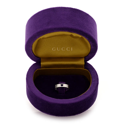 Gucci 18K White Gold Icon Heart Band Ring 49 4.75 5 of 5