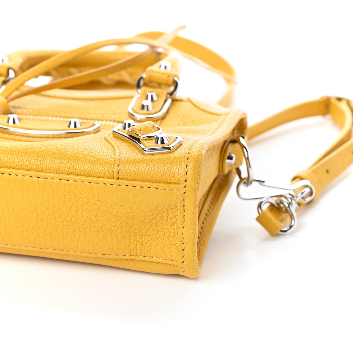 Balenciaga Chevre Silver Metallic Edge Hardware Nano City Jaune Epi 8 of 8
