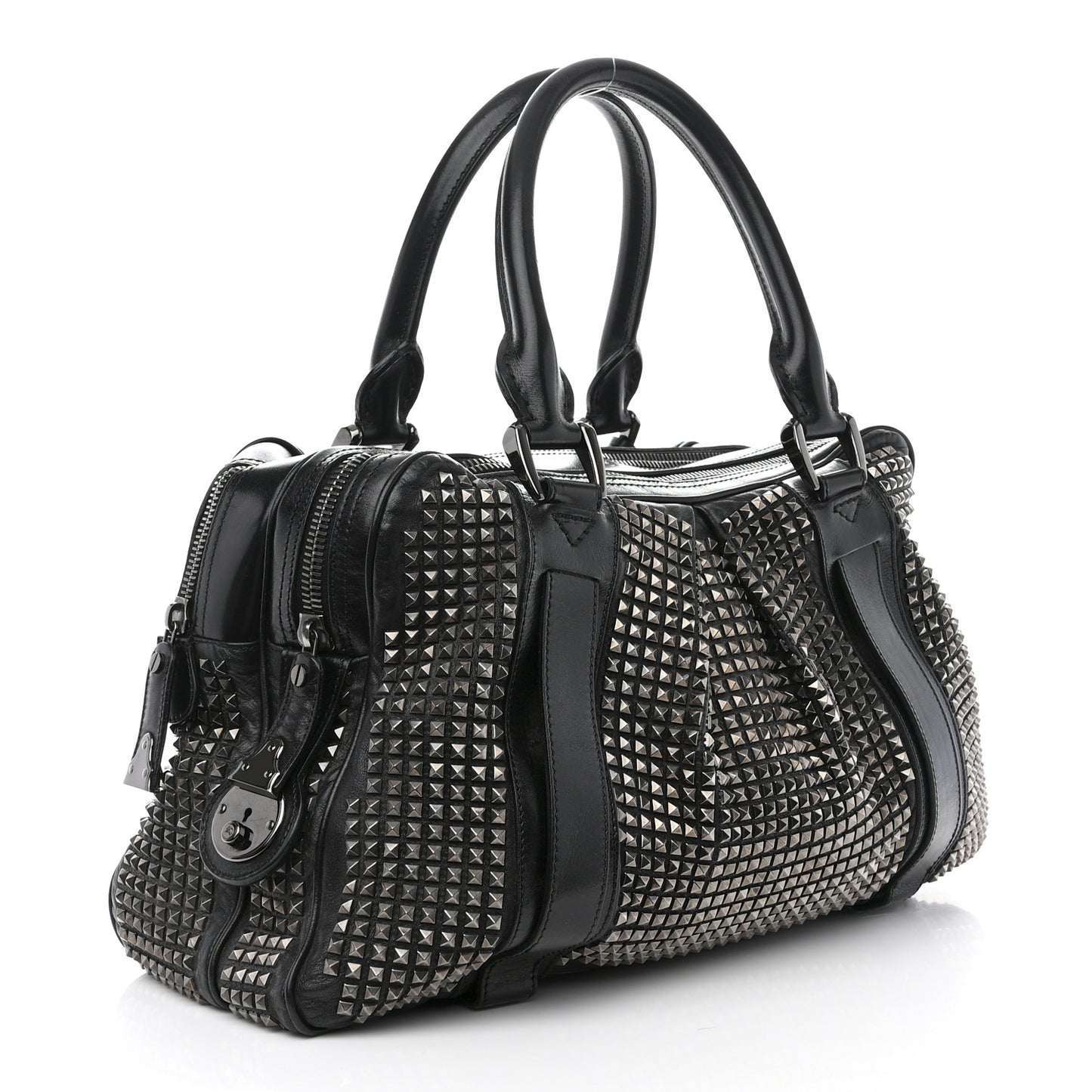 Prorsum Calfskin Studded Knight Satchel Black