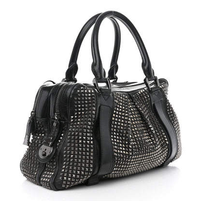 Burberry Prorsum Calfskin Studded Knight Satchel Black 3 of 19