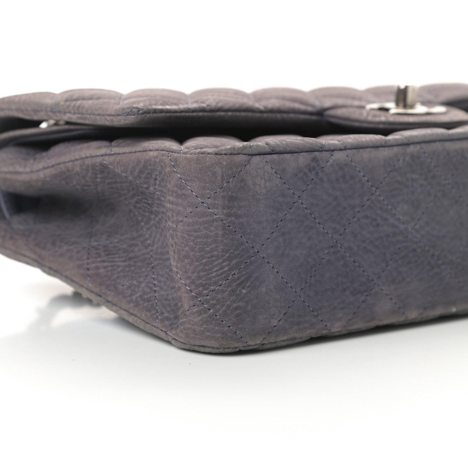 Chanel Nubuck Quilted Medium Double Flap Grey 9 of 12