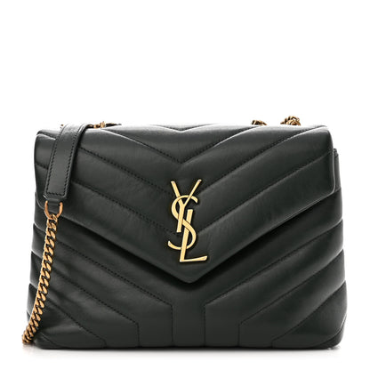 Saint Laurent Calfskin Y Quilted Monogram Small Loulou Chain Satchel Olive 1 of 10