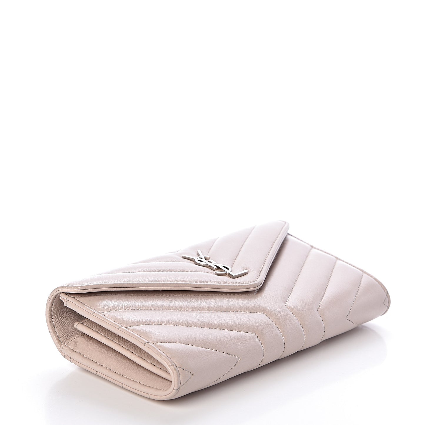 Lambskin Y Quilted Monogram Large Loulou Flap Wallet Nude Powder