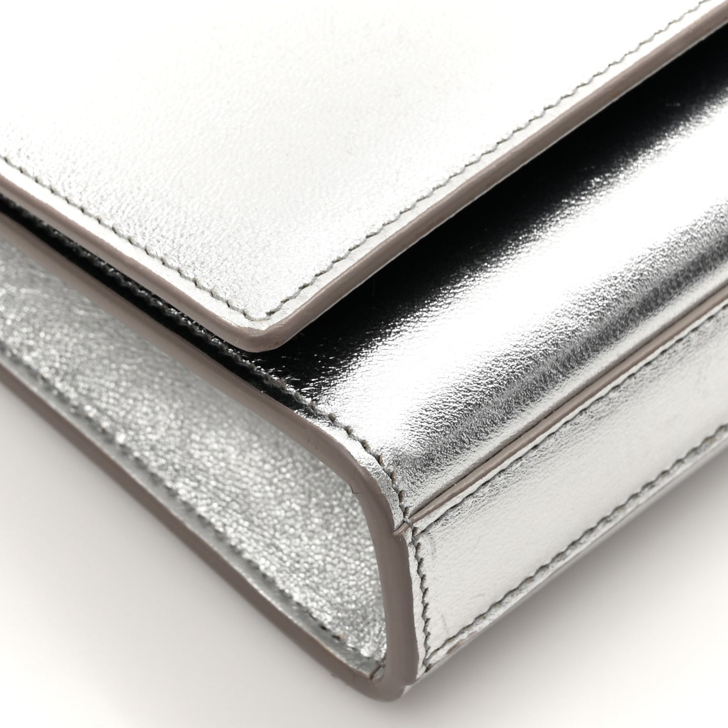 Textured Metallic Calfskin Classic Monogram Cassandre Clutch Silver