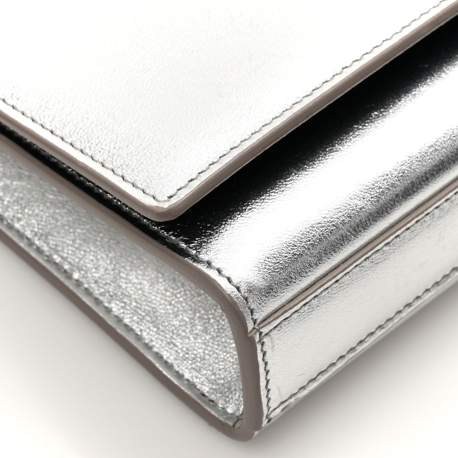 Saint Laurent Textured Metallic Calfskin Classic Monogram Cassandre Clutch Silver 10 of 14