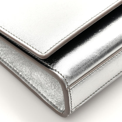 Saint Laurent Textured Metallic Calfskin Classic Monogram Cassandre Clutch Silver 10 of 14