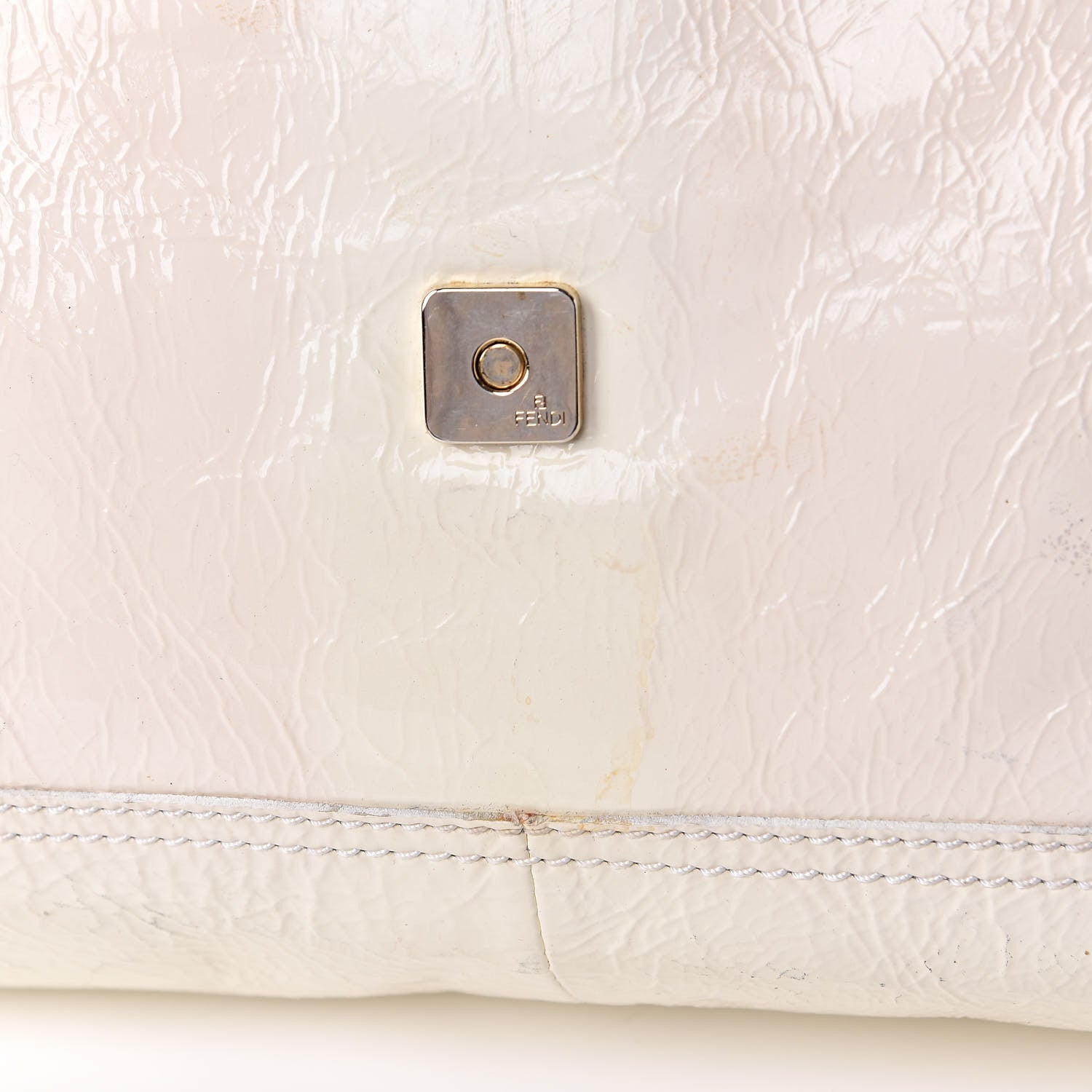 Fendi Vitello Naplak Large Convertible Baguette White 9 of 16