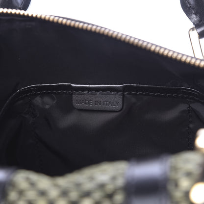 Burberry Calfskin Raffia Prorsum Bowling Bag Green Brown 8 of 16