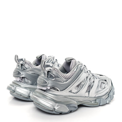 Balenciaga Metallic Calfskin Mesh Nylon Womens Track Sneakers 36 Silver 4 of 10