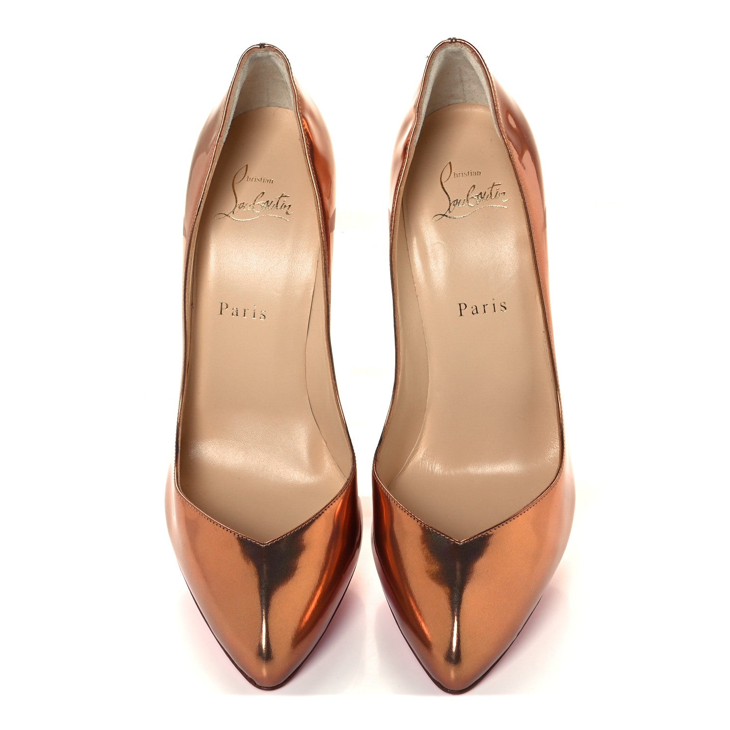 Christian Louboutin Metallic Patent Breche 100 Pumps 39 Cappuccino 5 of 10