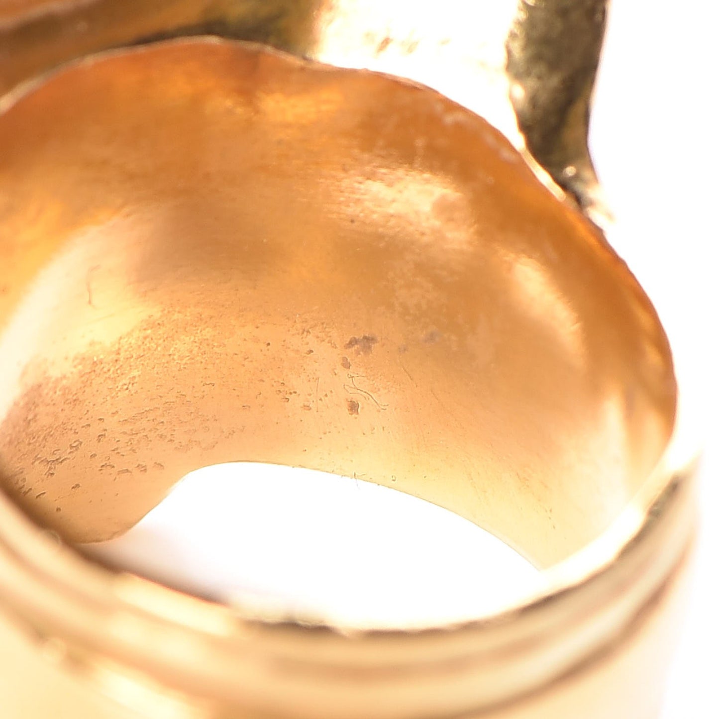 Glass Cabochon Arty Ovale Ring 7 Gold Turquoise