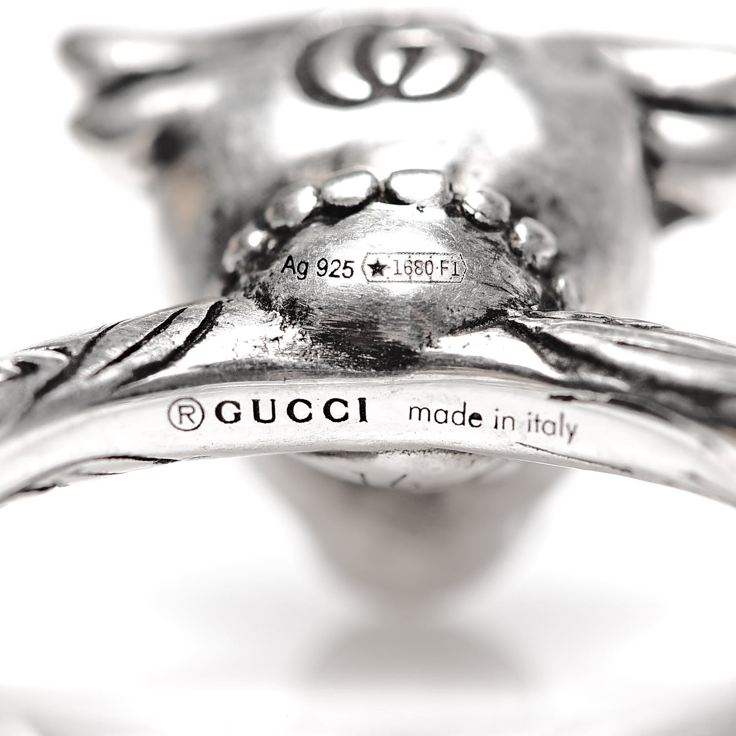 Gucci Sterling Silver Anger Forest Bull's Head Ring 56 7.5 5 of 5