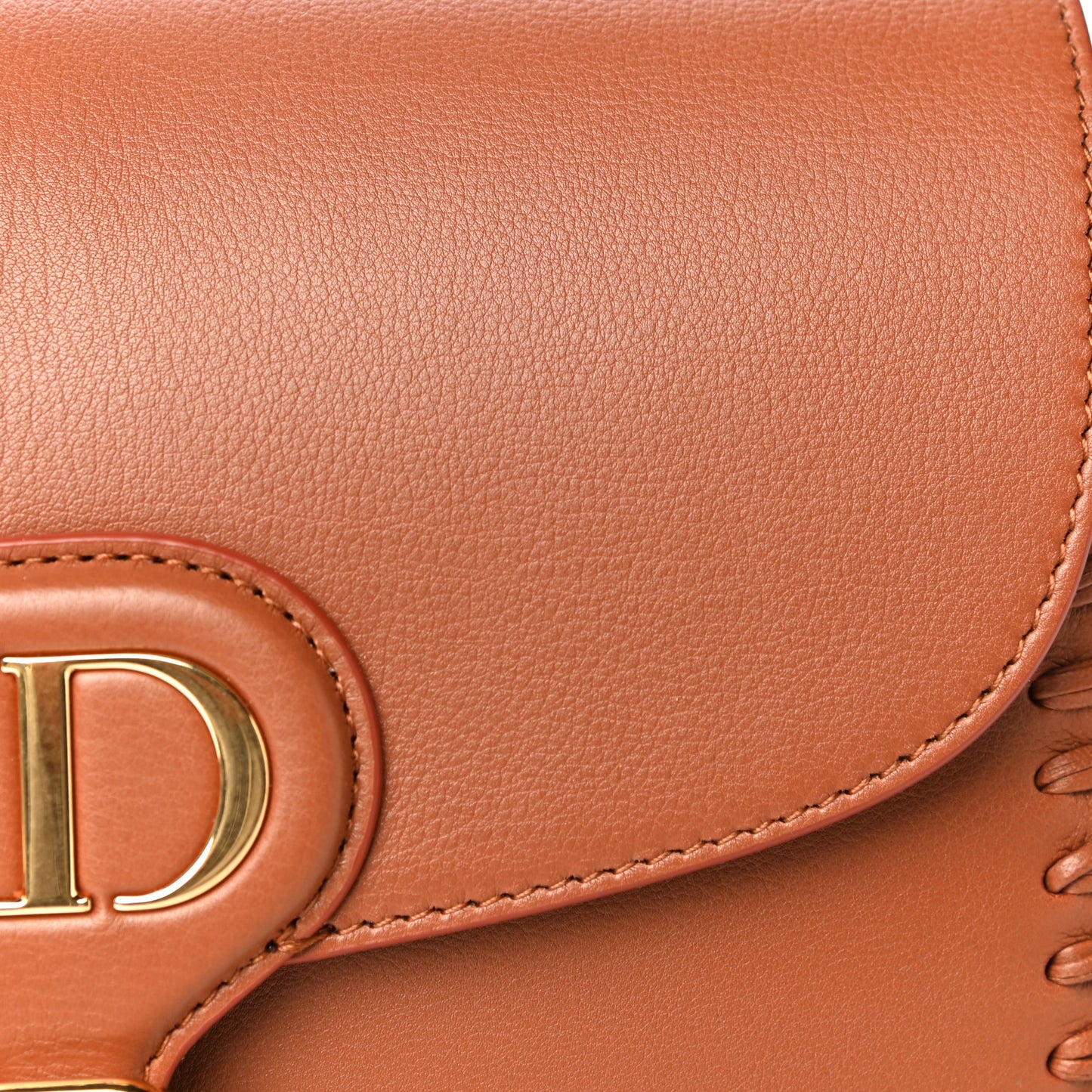 Grained Calfskin Medium Whipstitched Bobby Bag Dark Tan