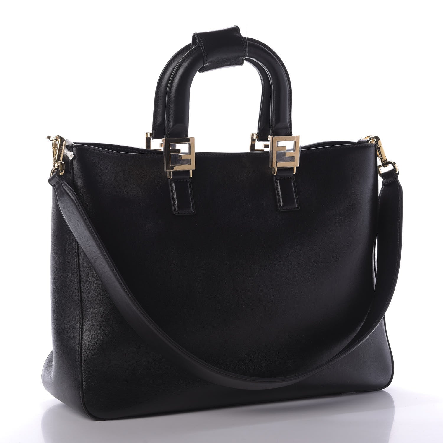 Fendi Vitello Glacier Medium FF Tote Black 4 of 10