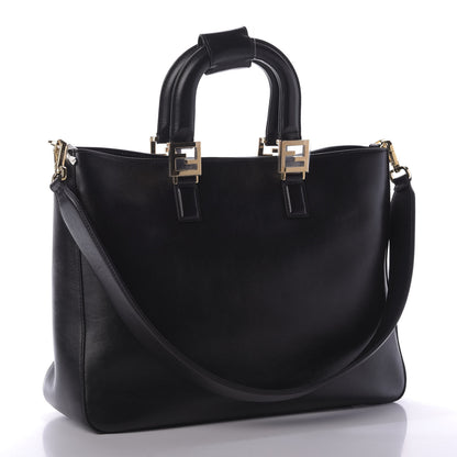 Fendi Vitello Glacier Medium FF Tote Black 4 of 10