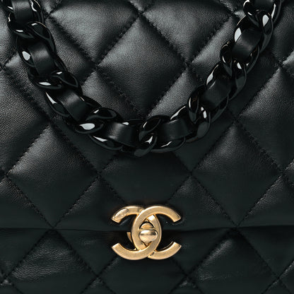 Chanel Lambskin Quilted Small Lacquered Chain Flap Black 8 of 11
