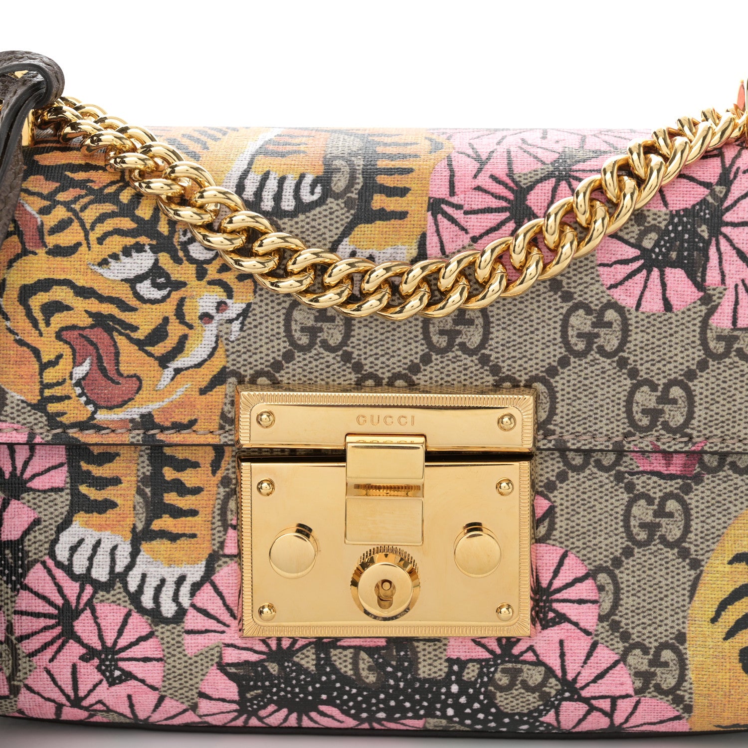 Gucci GG Supreme Monogram Bengal Small Padlock Shoulder Bag Beige Pink 8 of 12