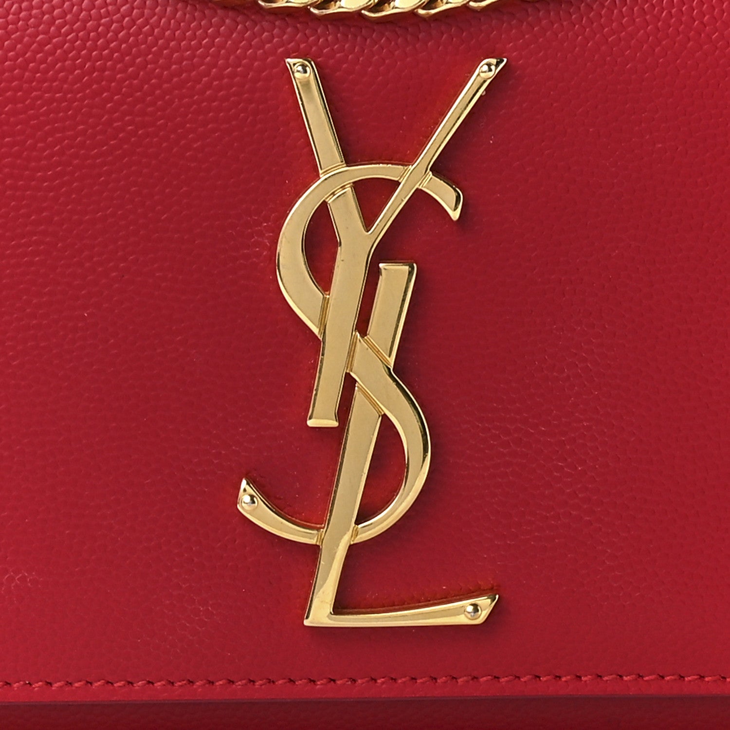 Saint Laurent Grain De Poudre Small Monogram Kate Satchel Red 9 of 12