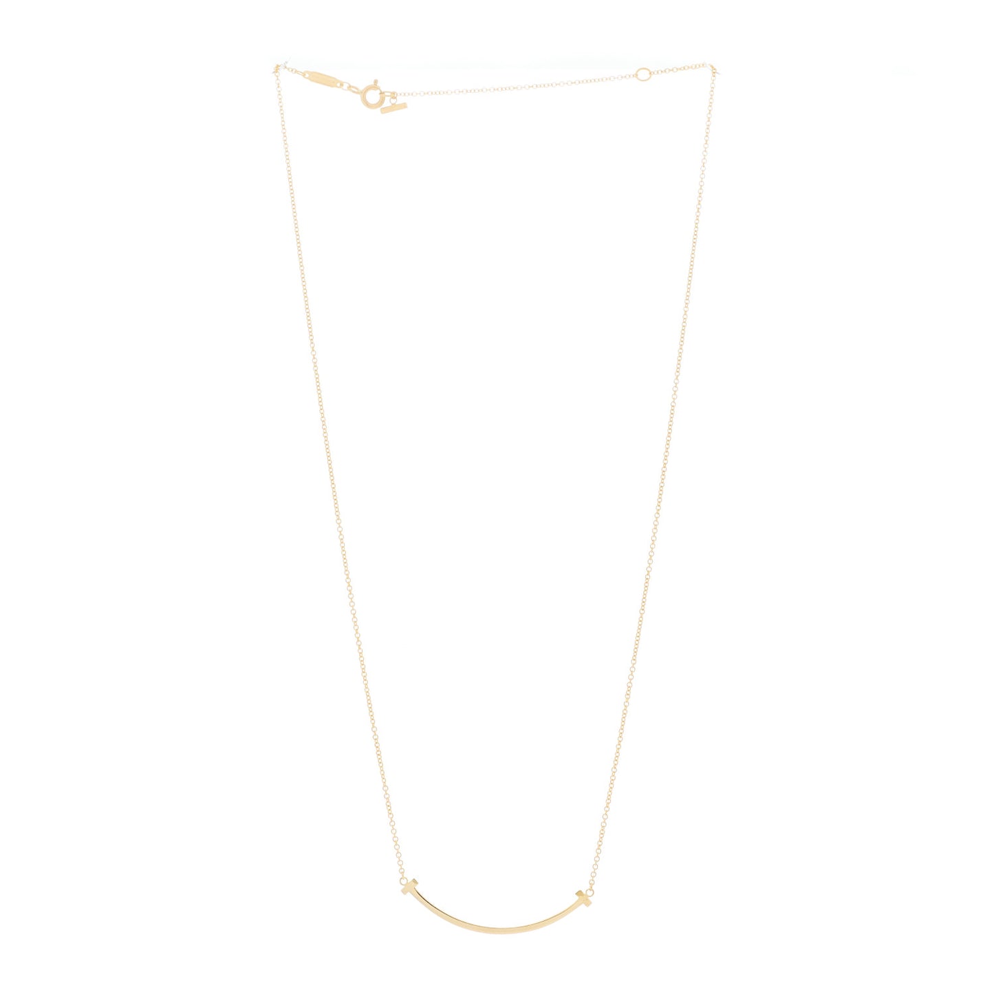 18K Yellow Gold Small T Smile Pendant Necklace