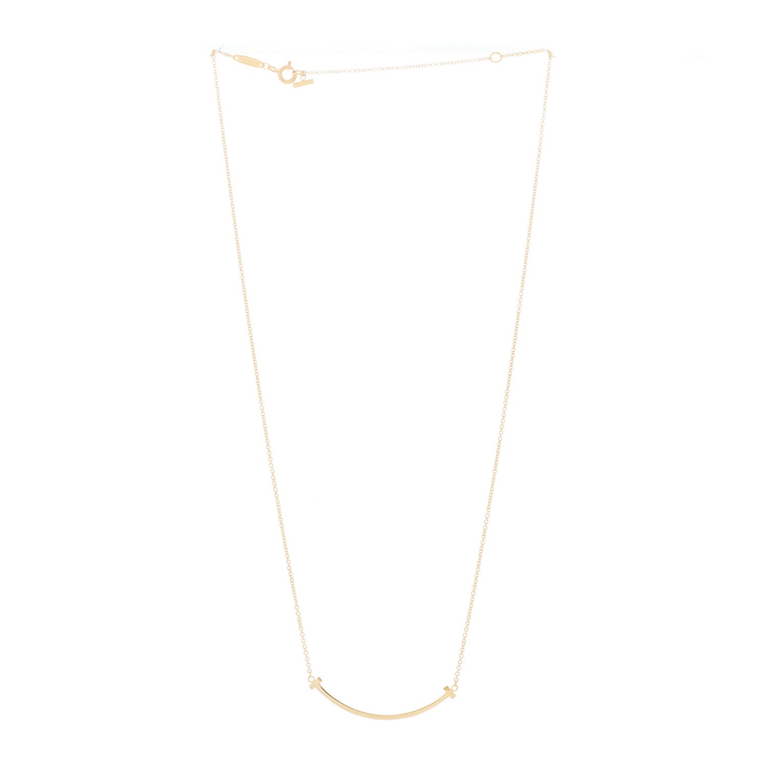 Tiffany 18K Yellow Gold Small T Smile Pendant Necklace 2 of 5