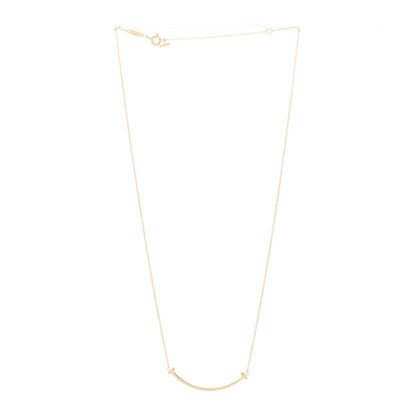 Tiffany 18K Yellow Gold Small T Smile Pendant Necklace 2 of 5