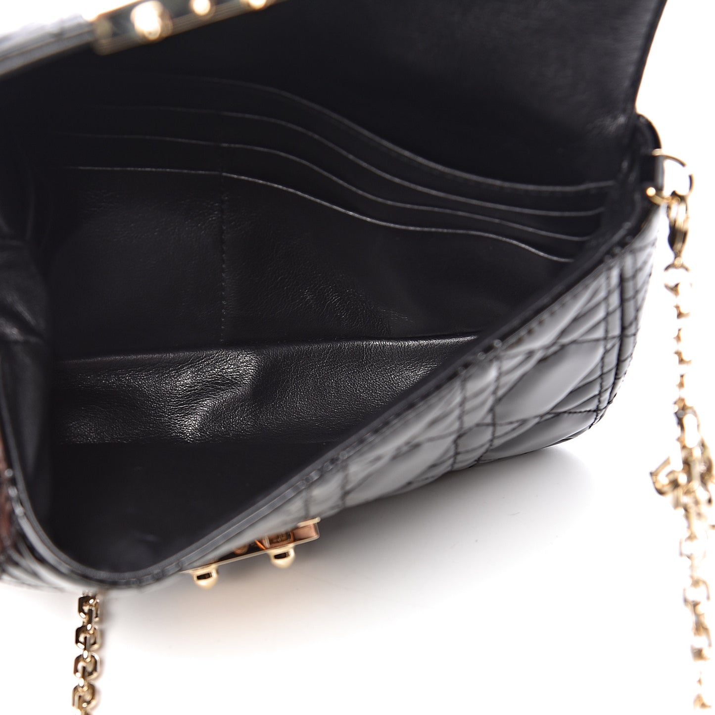 Patent Cannage Miss Dior Promenade Pouch Black