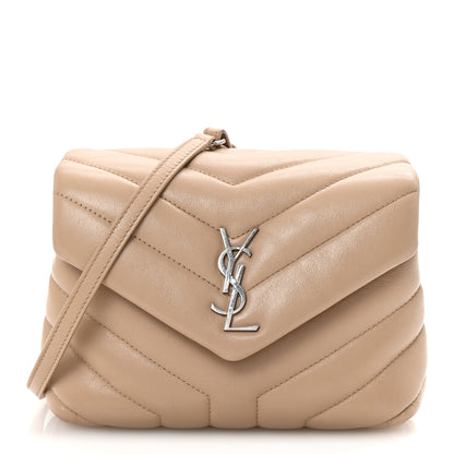 Saint Laurent Calfskin Y Quilted Monogram Toy Loulou Crossbody Bag Dark Beige 1 of 9