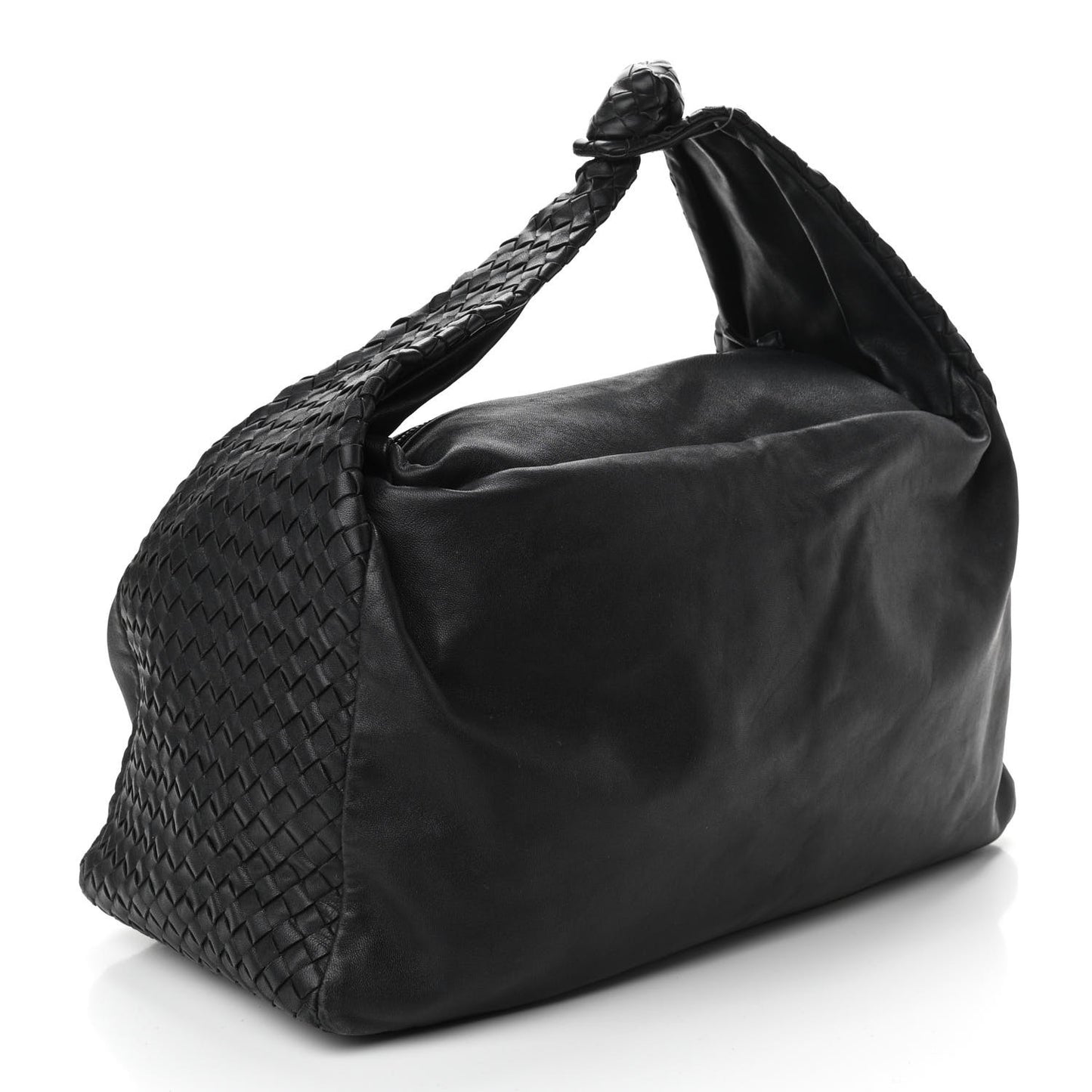 Nappa Intrecciato Large Knot Hobo Black