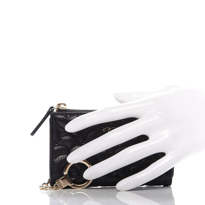 Chanel Caviar Camellia Embossed Key Holder Case Black 2 of 10