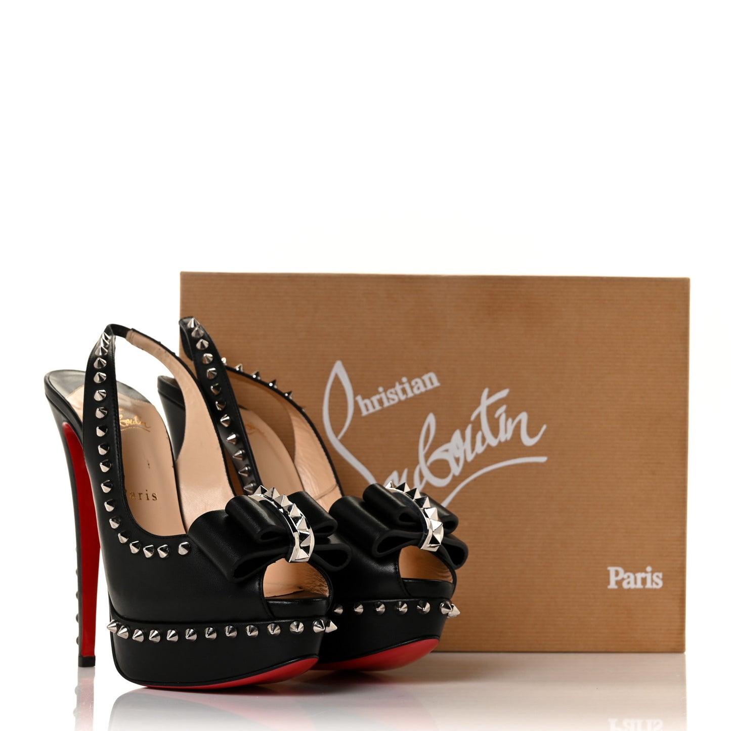 Calfskin Lady Clou Spikes VIP 150 Pumps 38.5 Black
