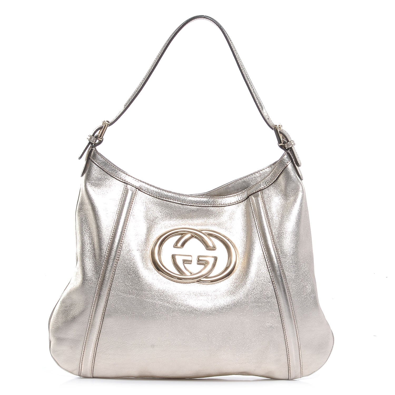 Gucci Leather Medium Britt Hobo Platinum 1 of 7